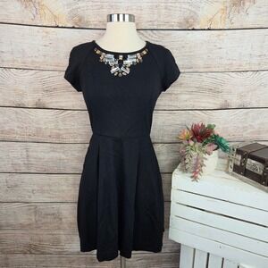 Banana Republic Black Jewel Embellished Fit & Flare Dress Womens Size 0 Pockets